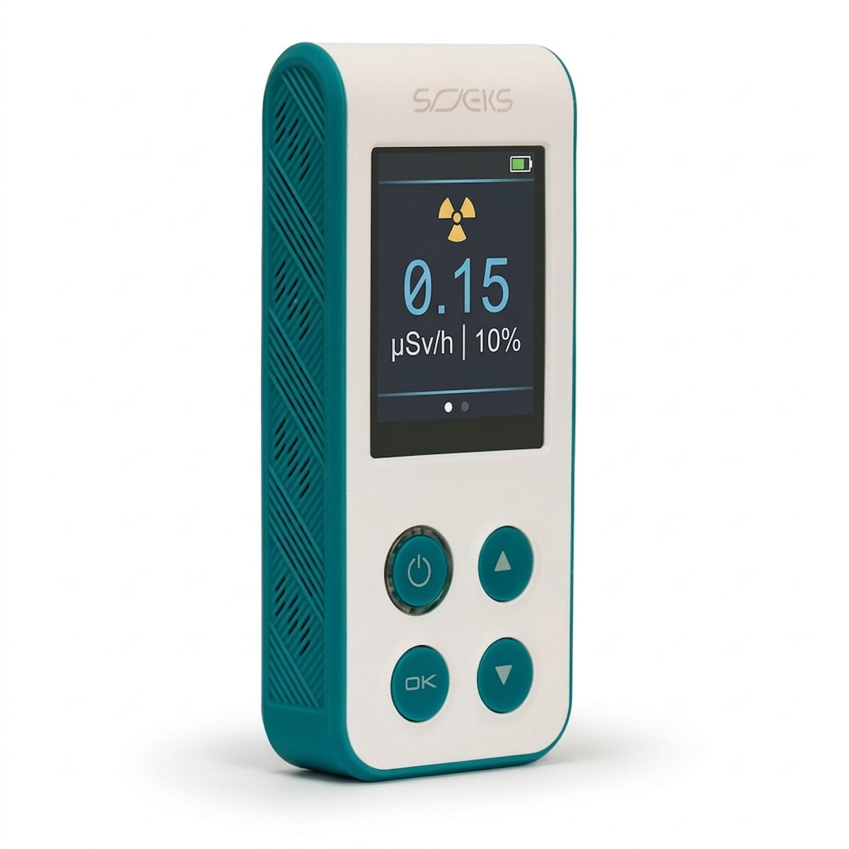 SOEKS 01M NEO radiation dosimeter, left angle view
