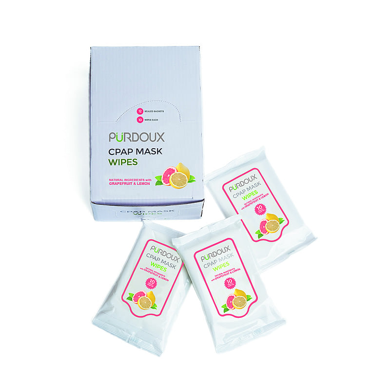 PURDOUX CPAP Grapefruit and Lemon Scented Wipes Travel Box
